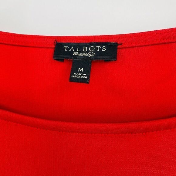 Talbots Size Medium Red Sleeveless Drop Waist Stretch Midi Dress Holiday - Picture 5 of 7